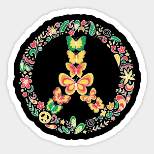 Peace Symbol Icon- Flowers - Pretty Colors Family Matching Sticker